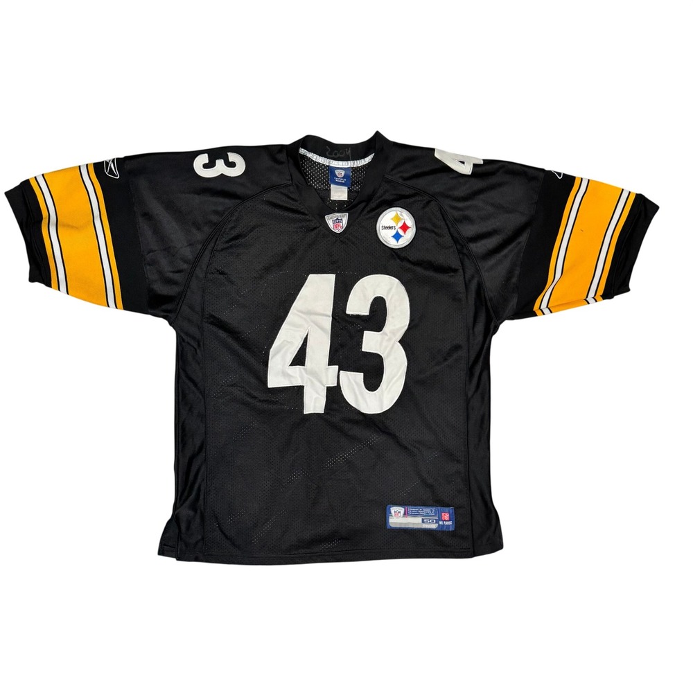 Reebok NFL Pittsburgh Steelers Troy Polamalu 43 Stitched Jersey Mens 50 Black
